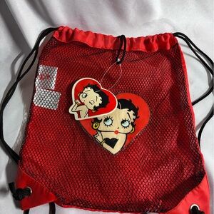 Betty Boop Red Heart Mesh Travel Bag